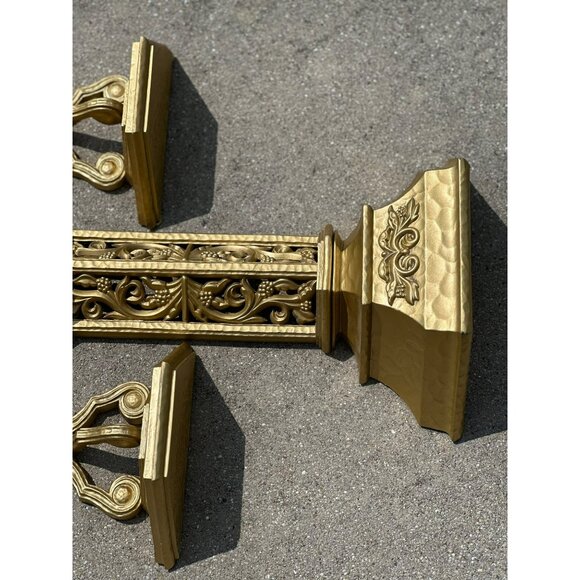 VTG 70s MCM Ornate Wall Sconce 20" Gold Tone | Hollywood Regency Decorative Art - Picture 4 of 8